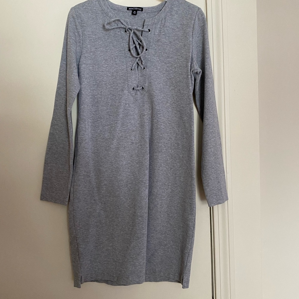 J acre Mercantile Gray Lace-Up Dress XS